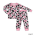 Cow Print Bow Long Sleeve Set